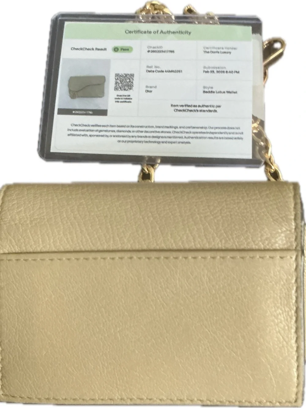 Dior Saddle Lotus Wallet Crossbody in Beige with Gold Chain - Picture 2 of 3